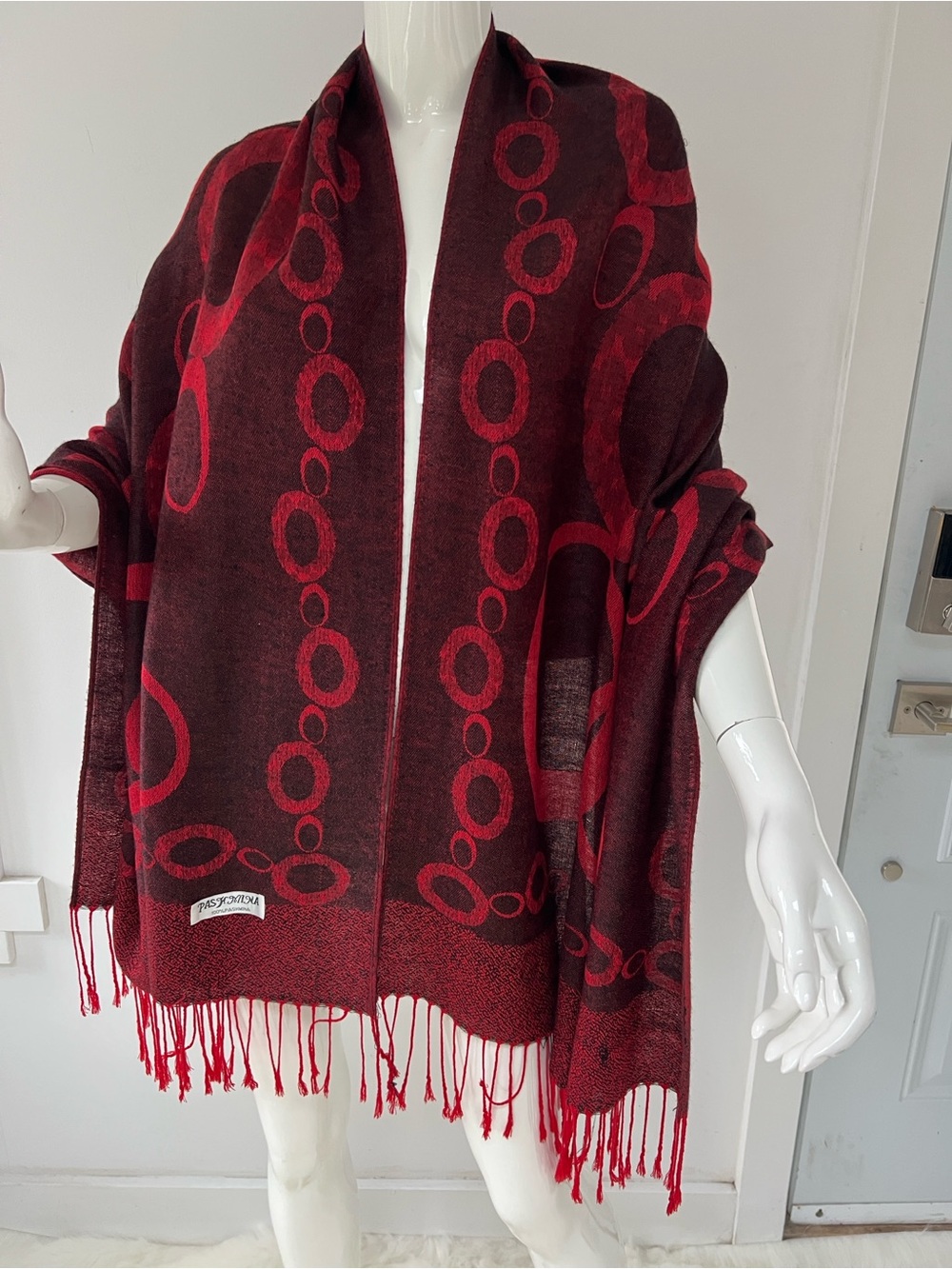 pashmina Red and Burgundy Scarf Wrap irreversible luxury 70”x28”